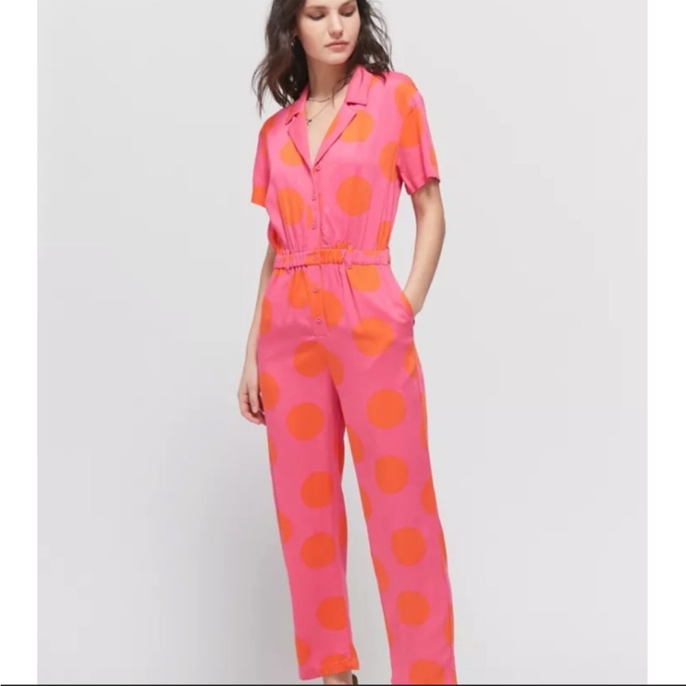 Lazy Oaf Pink and Orange Polka Dot Jumpsuit